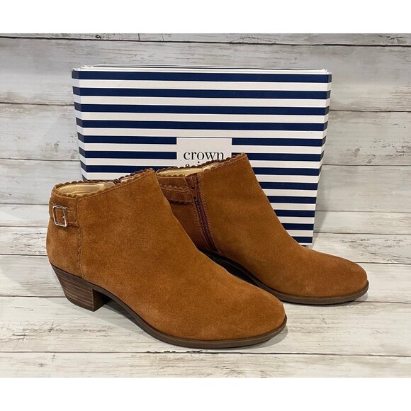 Brown Leather Ankle Booties by Crown & Ivy - Picture 1 of 9